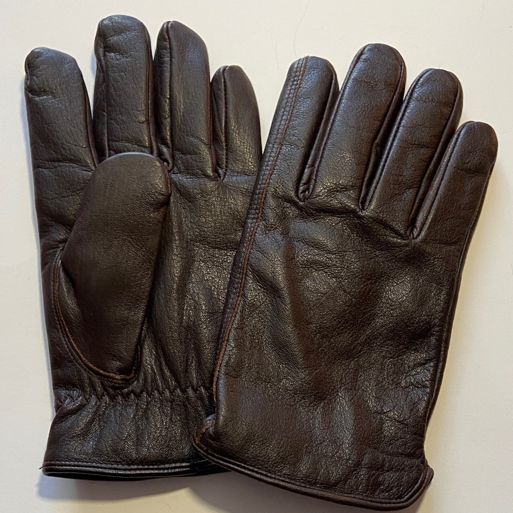 Men's Brown 100% Leather Lined  Gloves